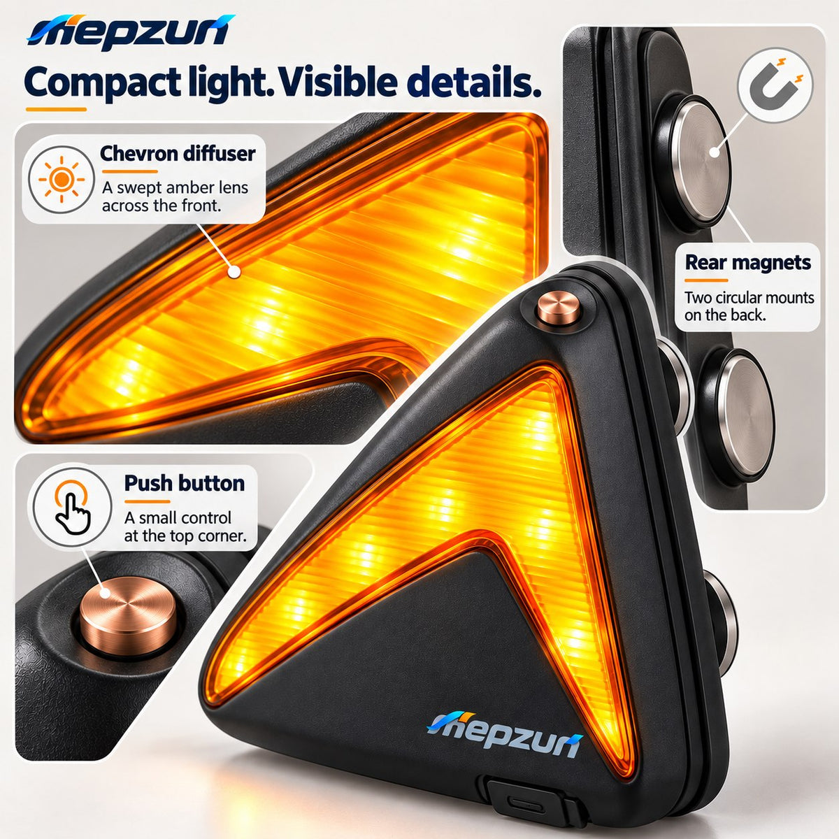 Amber Triangle LED Warning Light view 2