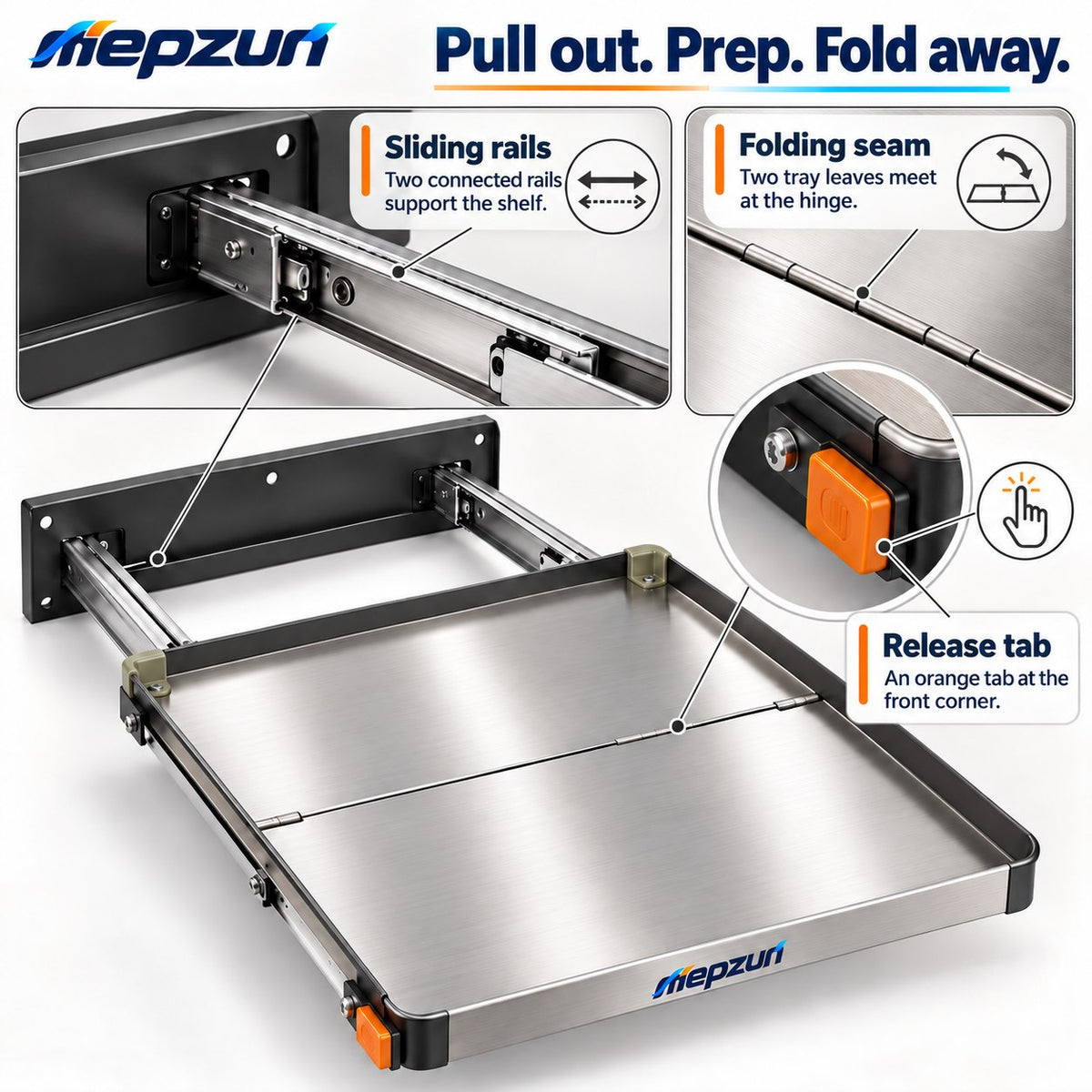 Slide-Out Metal Utility Tray view 2