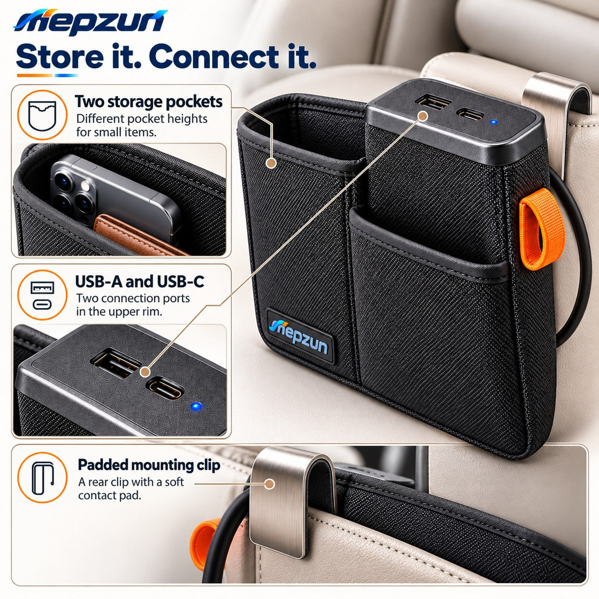 Clip-On Organizer Pocket with Control Panel - 2