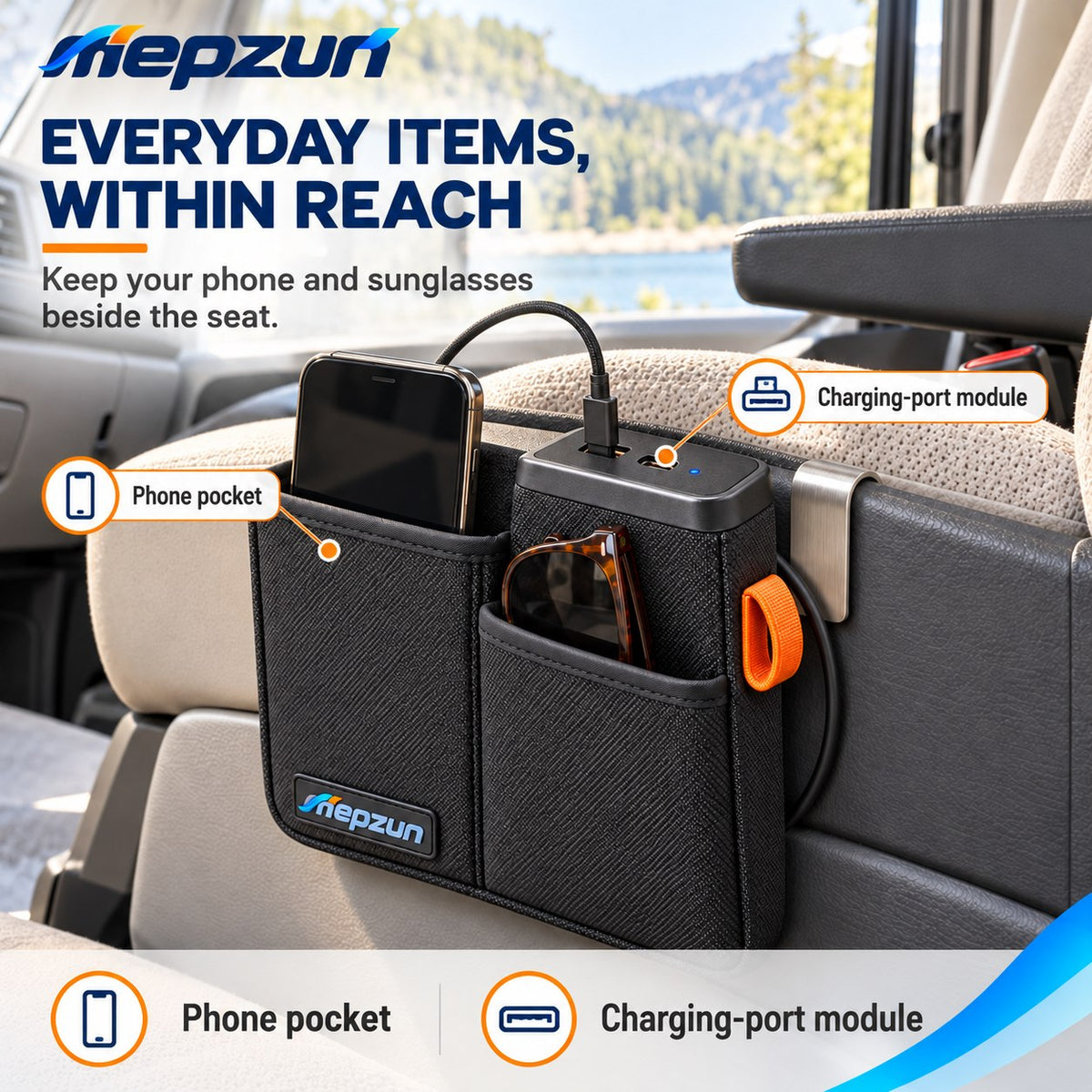 Clip-On Organizer Pocket with Control Panel - 3