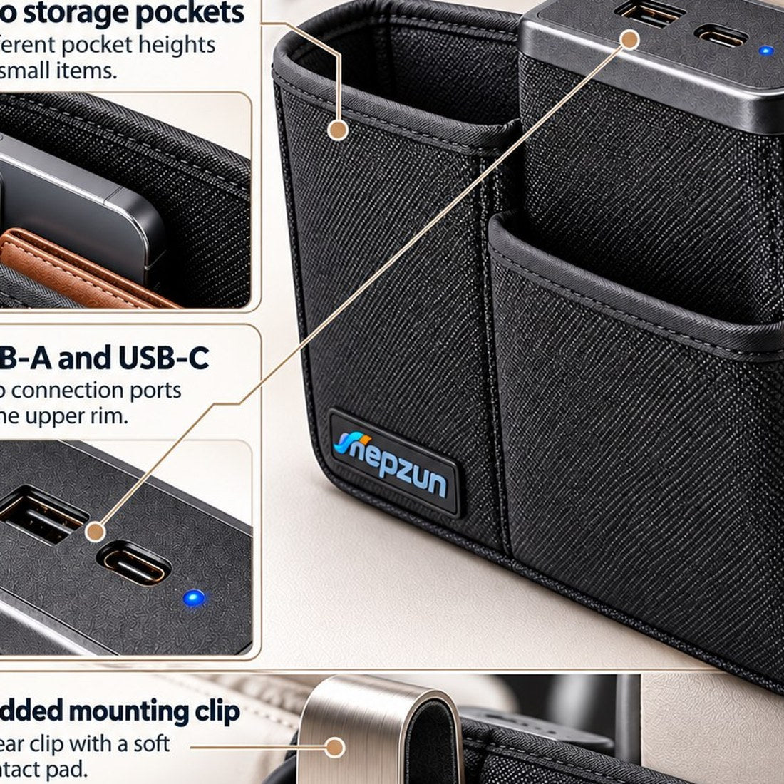 Clip-On Organizer Pocket with Control Panel - 5