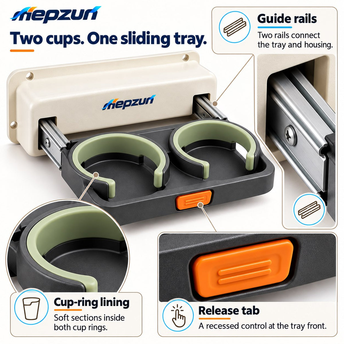 Pull-Out Dual Cup Holder Tray detail 2